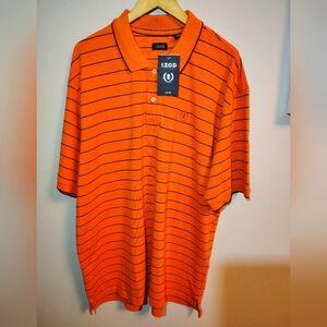 NWT Izod Men's Polo Shirt XXL short sleeved Orange & Black